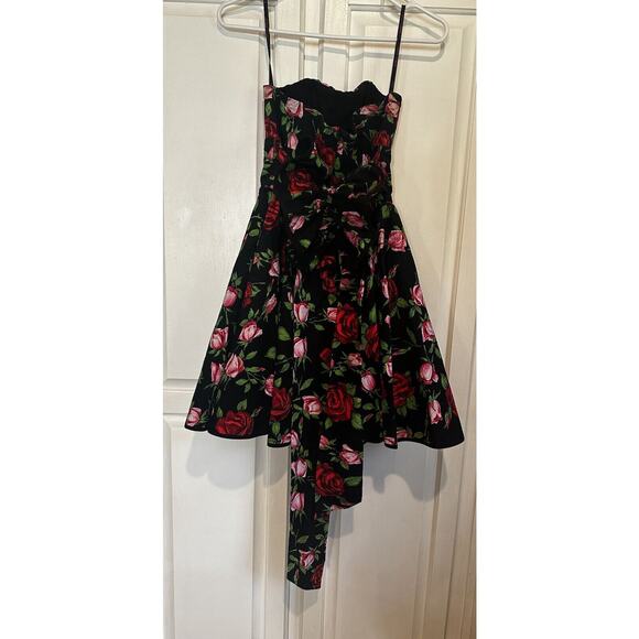 Betsey Johnson Collection Rose Dress Size 2 Y2K Strapless Tie Back Bow Floral - Picture 4 of 13